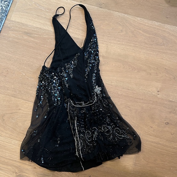 Nasty Gal Black Sequin Backless Dress